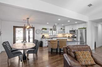 Farmhouse Living Room View to Kitchen