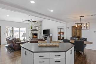 Farmhouse Kitchen View to Living Area