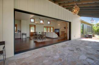 Back porch with glass door completely open