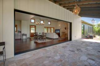 Back porch with glass door completely open