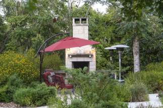 Fireplace overlooking creek