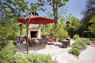 Fireplace overlooking creek