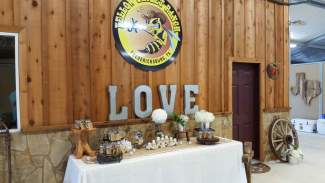 WEdding reception in the barn