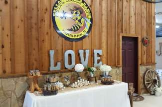 WEdding reception in the barn